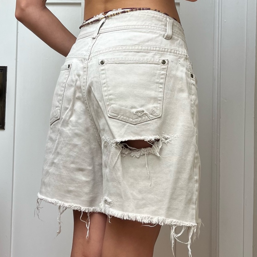 Cream Distressed Jorts